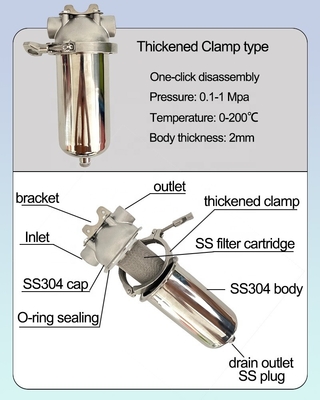 Πιστοποιημένο αντηλένιο χάλυβα 304 NSF Standard Pipeline Filter Housing με ισχύ 0W και αγγλική γλώσσα λειτουργίας